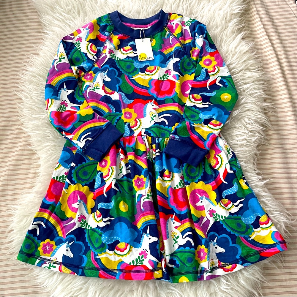 Mini Boden Unicorn 🦄 Sweatshirt Dress 7-8Y
